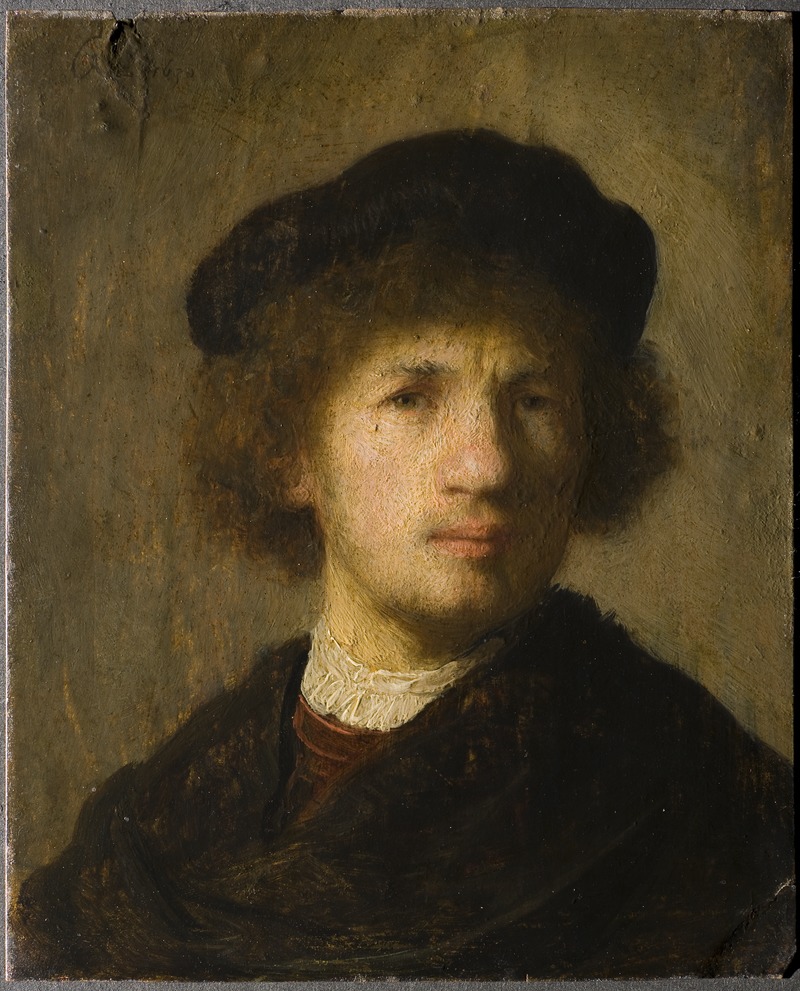 Self-portrait With Beret And Gathered Shirt (‘stilus Mediocris’) By Rembrandt - 1630