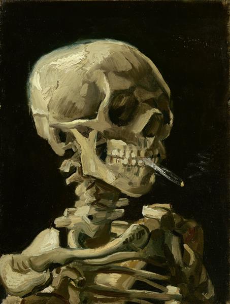 Skull Of A Skeleton With Burning Cigarette By Vincent Van Gogh