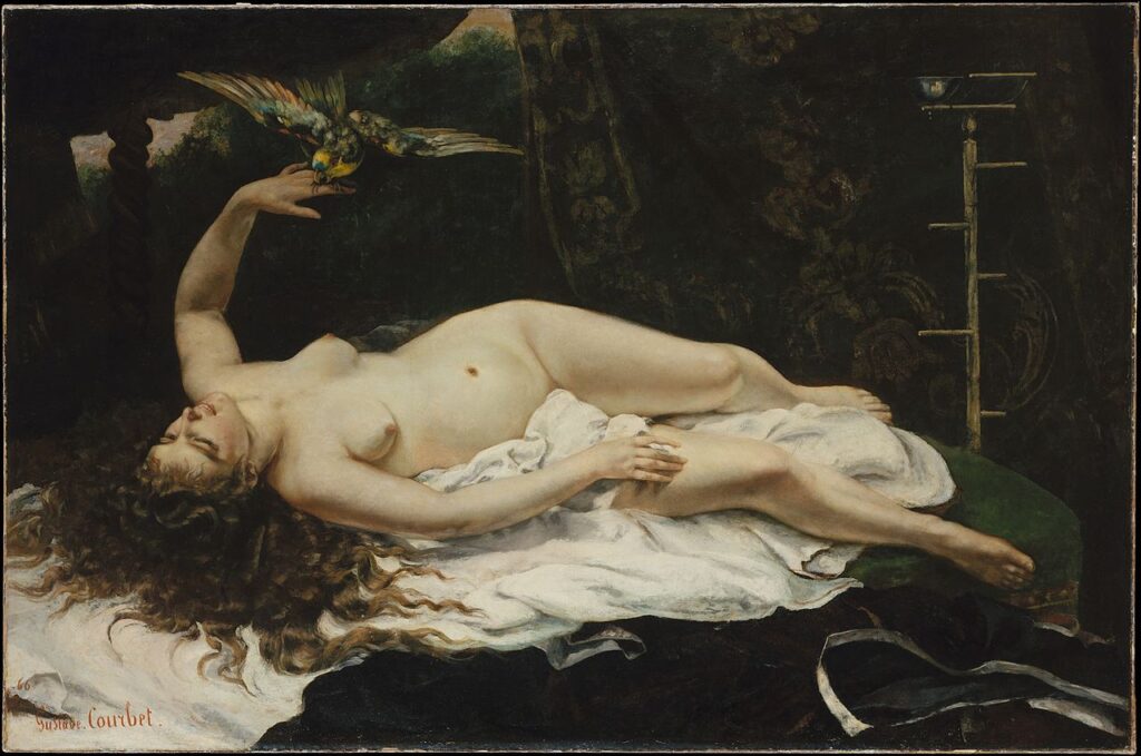 Woman With A Parrot By Gustave Courbet